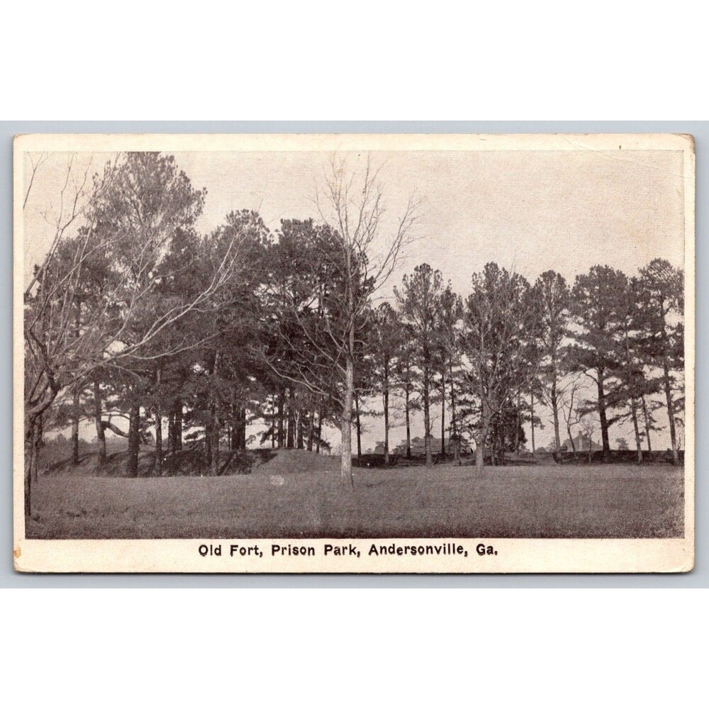 Antique Postcard Old Fort Prison Park Andersonville Georgia GA Civil War Site